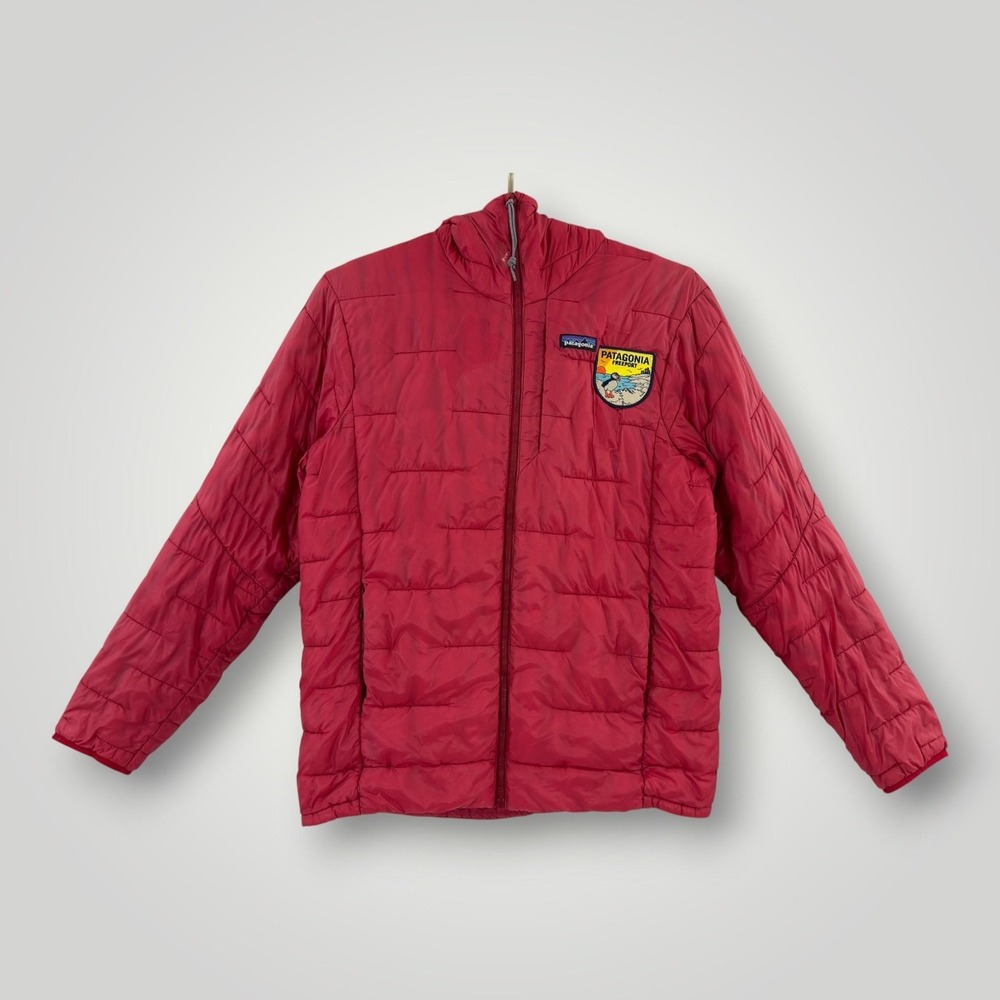 Patagonia Puffer Jacket Mens‎ L Red Hooded Insulated Full Zip STY80111FA20